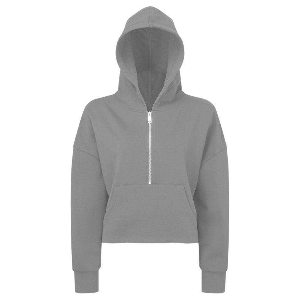 TriDri Womens/Ladies Half Zip Hoodie / Heather Grey